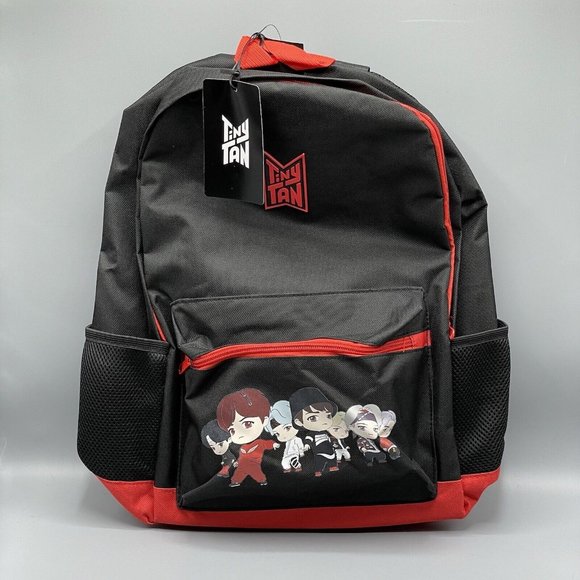 BTS Tiny Tan Chibi Characters 17” Backpack Authentic Full Size School Backpack - Picture 1 of 3